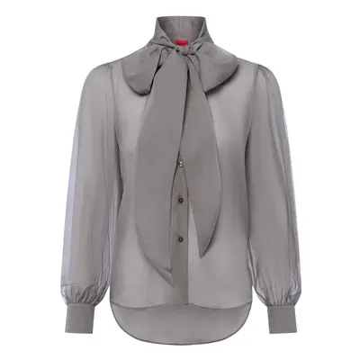 HUGO Rozkloszowana bluzka damska - Elegancka Kobiety szary jednolity