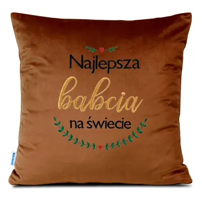 Haftowana poduszka 40x40 Najlepsza babcia na świecie miedziowa