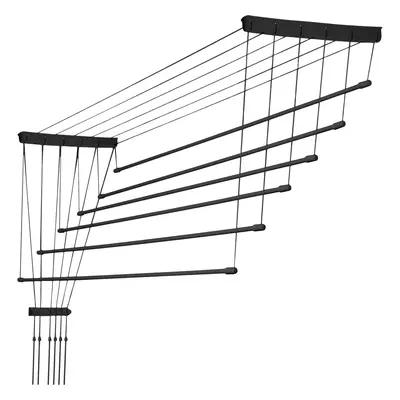 Suszarka sufitowa na pranie Torp, 6 prętów, 170 cm, czarna