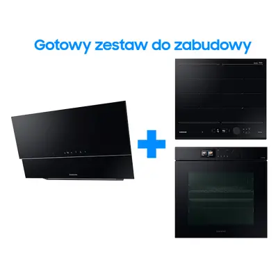 Samsung Zestaw do zabudowy SmartThings czarne szkło: Piekarnik + Okap + Płyta