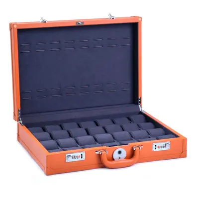 Leanschi Collectors Suitcase Pudełko na zegarki 28 watches Niebieski Pomarańczowy Skóra syntetyc