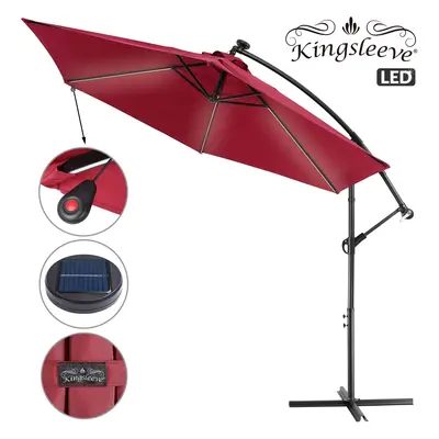 Parasol ogrodowy z lampkami LED Mali, czerwony Ø330cm