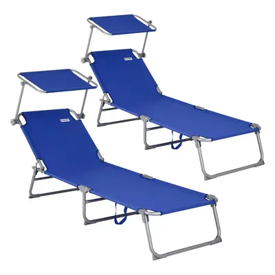 Leżak Hawaii 2 szt Niebieski Aluminium 195x60x30cm