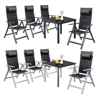 Grupa foteli ogrodowych Bern Premium 5-częściowa, srebrne aluminium