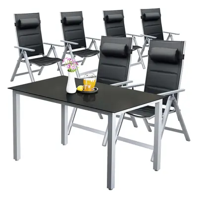 Grupa foteli ogrodowych Bern Premium 7-częściowa, srebrne aluminium