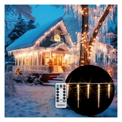 Lampki Oświetlenie Sople Ciepły Biały 40x LED Pilot 8 Trybów