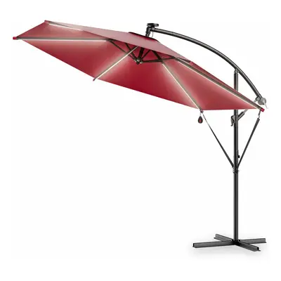 Parasol ogrodowy z lampkami LED Mali, czerwony Ø350cm