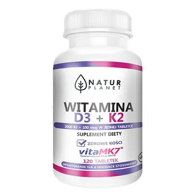 Witamina D3+K2 Natur Planet, 120 tabletek