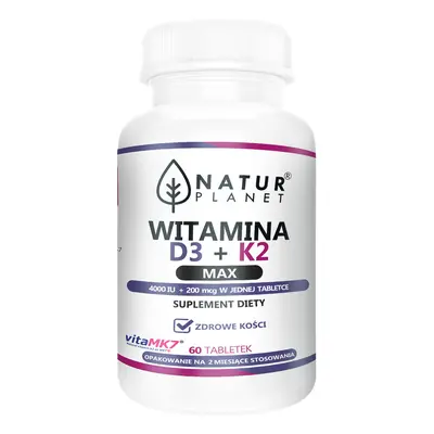 Witamina D3 + K Max Natur Planet, 60 tabletek