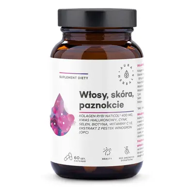 Kolagen Rybi NatiCol®, 800 mg, Włosy, Skóra, Paznokcie, Aura Herbals, 60 szt.