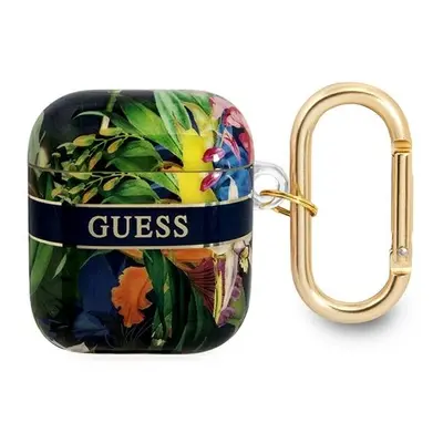 Guess etui do AirPods 1 / 2 GUA2HHFLB niebieskie Flower