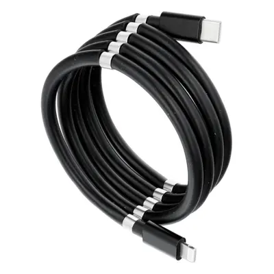 Kabel Typ C do iPhone Lightning 8-pin Power Delivery PD18W magnetycznie zwijany 3A C673 czarny 1