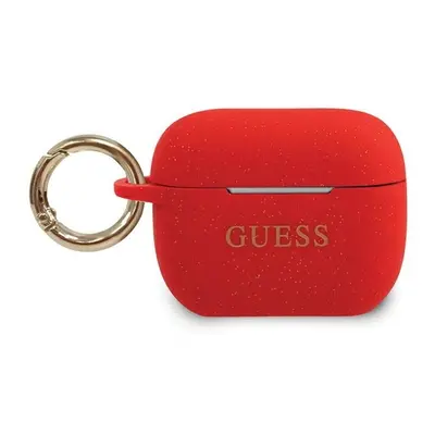 Guess etui do Airpods Pro GUACAPSILGLRE czerwone Silicone Glitter