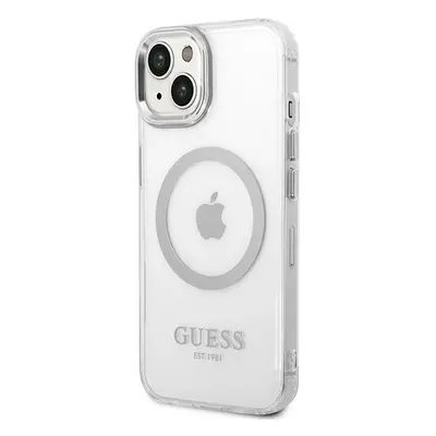 Oryginalne Etui Guess nakładka do iPhone 14 Pro 6,1" GUHMP14LHTRMS srebrna HC Magsafe Metal Outl