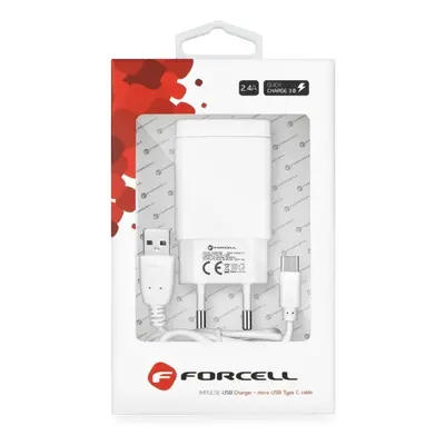 Ładowarka Sieciowa Forcell z kablem USB typ C - 2,4A 18W z funkcją Quick Charge 3.0