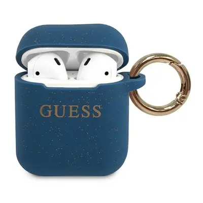 Guess etui do AirPods GUACCSILGLBL niebieskie Silicone Glitter