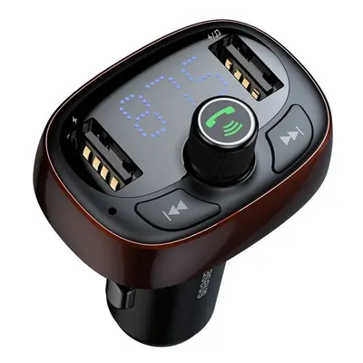 BASEUS Transmiter FM Bluetooth MP3 z ładowarką samochodową 2x USB 3,4A + TF microSD kawowy CCALL