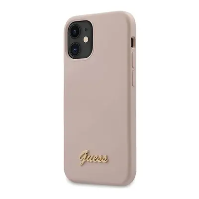 Oryginalne Etui Guess nakładka do iPhone 12 Mini 5,4" GUHCP12SLSLMGLP jasnoróżowe hard case Sili