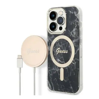 Oryginalny Zestaw GUESS GUBPP14XHMEACSK do iPhone 14 Pro Max (Bundle Pack Magsafe: Case + Charge