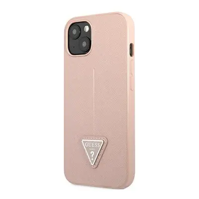 Oryginalne Etui Guess nakładka do iPhone 14 6,1" GUHCP14SPSATLP różowa HC Saffiano PU Triangle