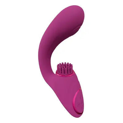 Gen - Rechargeable Triple Action G-Spot Vibrator with Pulse Wave  and Vibrating Bristles - Pink