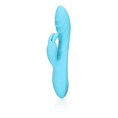 Ribbed Ultra Soft Silicone Rabbit Vibrator - Glacial Blue