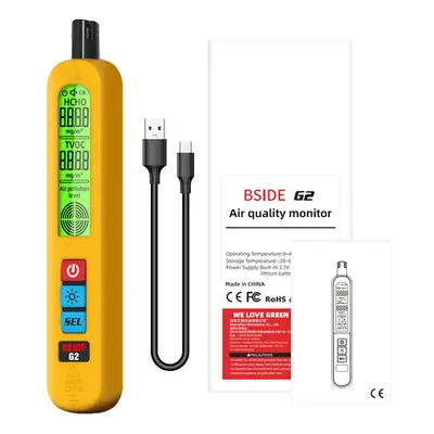 BSIDE G2 Air Quality Monitor, Formaldehyde Detector, PM2.5/TVOC/HCHO Test, Auto Alarm, LCD Displ