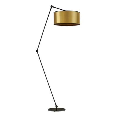 Elegancka lampa podłogowa, Bari mirror, 60x177 cm, złoty klosz