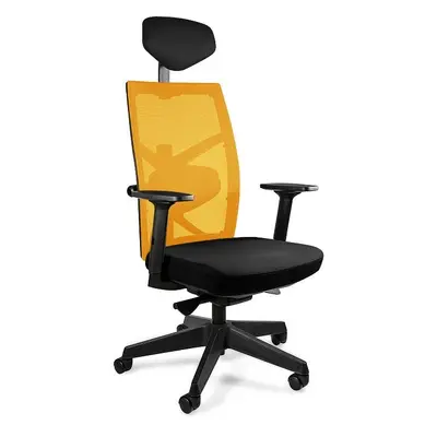 Fotel biurowy, ergonomiczny, Tune, czarny, żółty