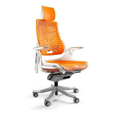 Fotel gabinetowy, ergonomiczny, Wau, elastomer, TPE12, mango, biały