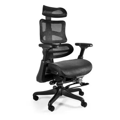 Fotel ergonomiczny, biurowy, Ergothrone, Black Frame, podnóżek, czarny