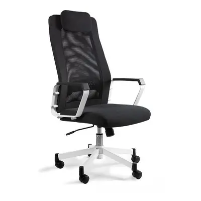 Fotel biurowy, ergonomiczny, mikrosiatka, Fox, biały, czarny