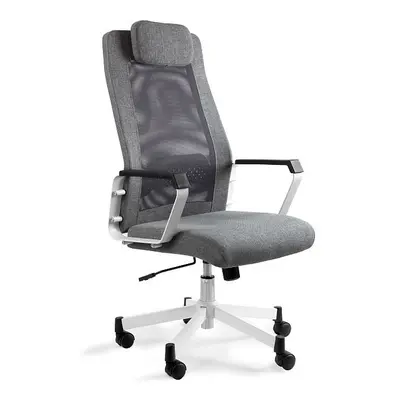 Fotel biurowy, ergonomiczny, mikrosiatka, Fox, biały, szary