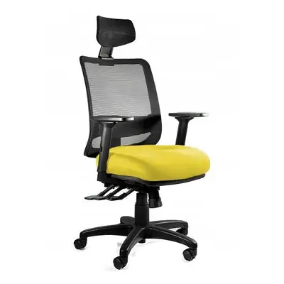 Fotel ergonomiczny do biura, Saga Plus, mustard