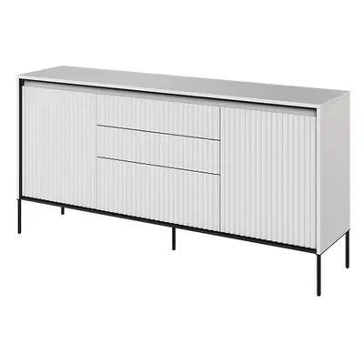 Komoda ryflowana, LED, Trend TR-01, 166x40x83 cm, biały