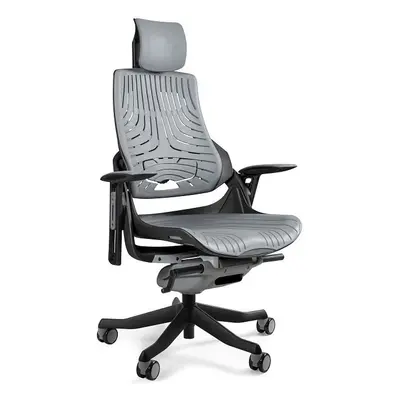 Fotel gabinetowy, ergonomiczny, Wau, elastomer, TPE8, szary, czarny