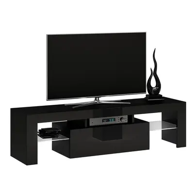 Szafka pod telewizor, stolik rtv, deko, 140x40x45 cm, czerń, połysk