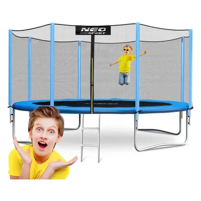 Trampolina ogrodowa, siatka zewnętrzna i drabinka, Neo-Sport, 13ft, 404 cm