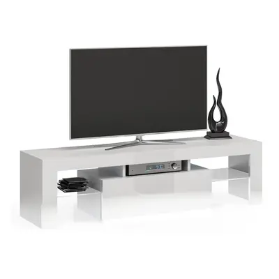 Szafka pod telewizor, stolik rtv, deko, 140x40x45 cm, biel, połysk