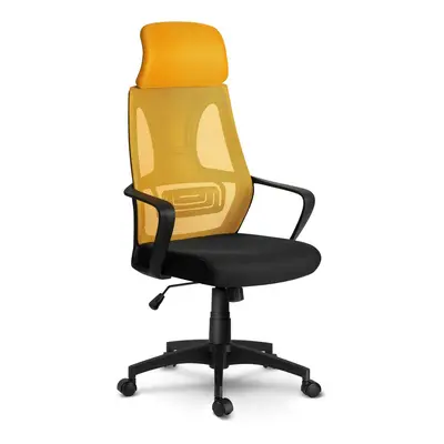 Fotel biurowy z mikrosiatką, ergonomiczny, Praga, żółty
