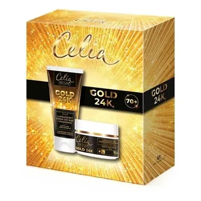 Celia De Luxe Gold 24K zestaw luksusowy krem przeciwzmarszczkowy 70+ 50ml + luksusowy krem do rą