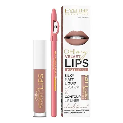 Eveline Cosmetics Oh! My Velvet Lips Liquid Matt Lip Kit zestaw matowa pomadka w płynie 4.5ml + 