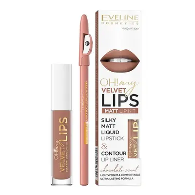 Eveline Cosmetics Oh! My Velvet Lips Liquid Matt Lip Kit zestaw matowa pomadka w płynie 4.5ml + 