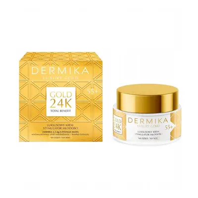 Dermika Luxury Gold 24K Total Benefit luksusowy krem stymulator młodości 55+ 50ml