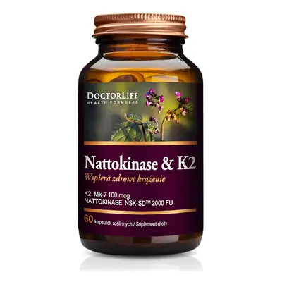 Doctor Life Nattokinase & K2 Mk-7 100mcg wspiera zdrowe krążenie suplement diety 60 kapsułek