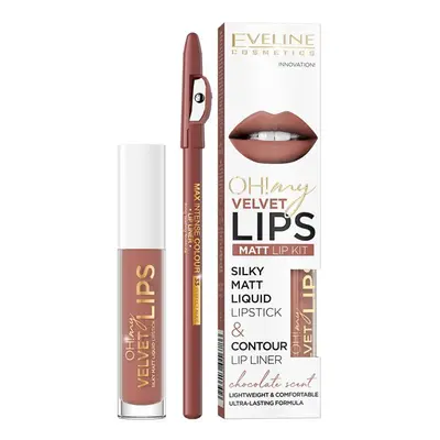 Eveline Cosmetics Oh! My Velvet Lips Liquid Matt Lip Kit zestaw matowa pomadka w płynie 4.5ml + 