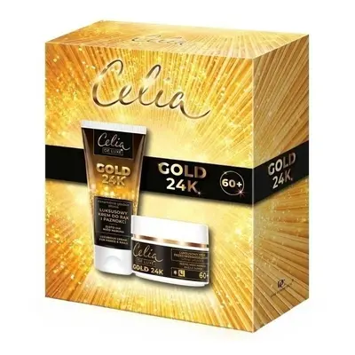 Celia De Luxe Gold 24K zestaw luksusowy krem przeciwzmarszczkowy 60+ 50ml + luksusowy krem do rą