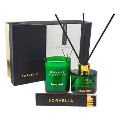 Sorvella Perfume Spring Night zestaw dyfuzor zapachowy 120ml + świeca zapachowa 170g + zapałki