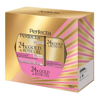 Perfecta 24K Gold & Rose Oil zestaw krem do twarzy 70+ 50ml + krem pod oczy 15ml