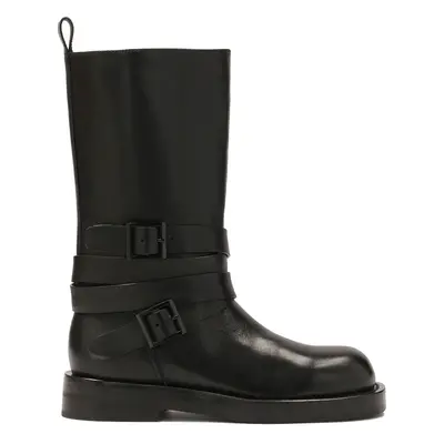 Skórzane czarne buty w stylu motocyklowym